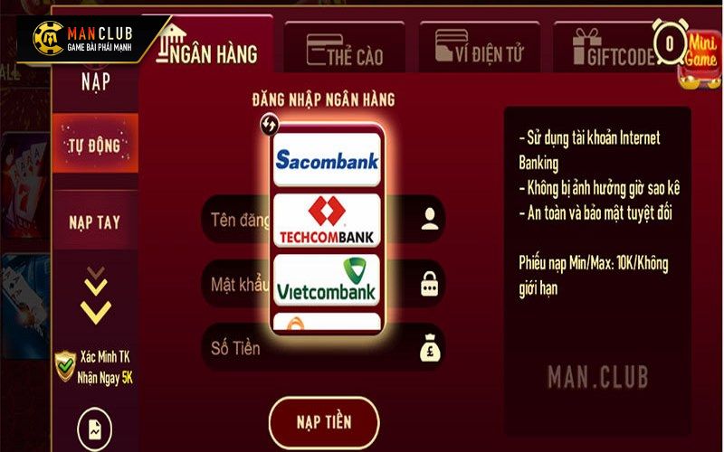 App Manclub hỗ trợ giao dịch nhanh chóng 